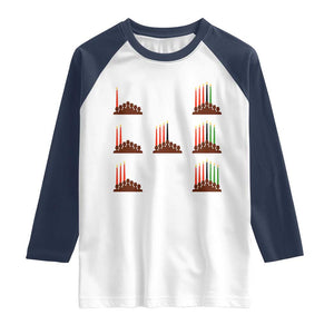 Kwanzaa Kinara Seven Candles African American Holiday Raglan Shirt TS11 White Navy Print Your Wear