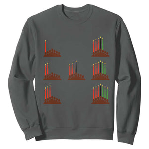 Kwanzaa Kinara Seven Candles African American Holiday Sweatshirt TS11 Dark Heather Print Your Wear