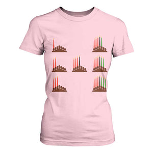 Kwanzaa Kinara Seven Candles African American Holiday T Shirt For Women TS11 Light Pink Print Your Wear