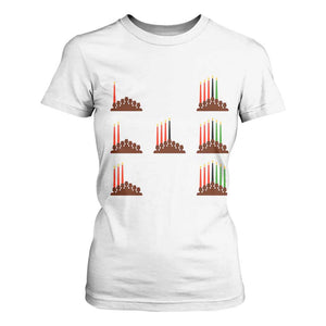Kwanzaa Kinara Seven Candles African American Holiday T Shirt For Women TS11 White Print Your Wear