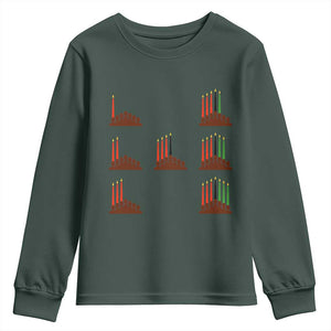 Kwanzaa Kinara Seven Candles African American Holiday Youth Sweatshirt TS11 Dark Forest Green Print Your Wear