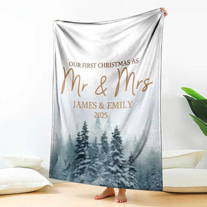 Personalized First Christmas As Mr & Mrs Throw Blanket Custom Name Couple TS11 Print Your Wear