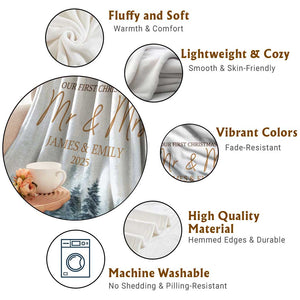 Personalized First Christmas As Mr & Mrs Throw Blanket Custom Name Couple TS11 Print Your Wear