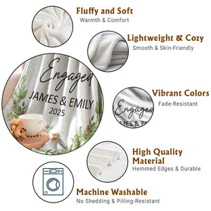 Personalized Engaged Throw Blanket Custom Name Mr & Mrs Engagement Bird Mistletoe TS11 Print Your Wear