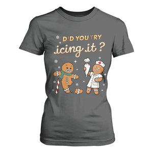 Funny Christmas Nurse T Shirt For Women Did You Try Icing It Gingerbreads TS11 Dark Heather Print Your Wear