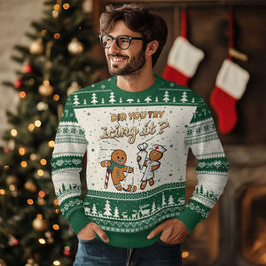 Funny Xmas Nurse Ugly Christmas Sweater Did You Try Icing It Gingerbreads TS11 Green Print Your Wear