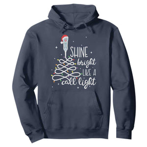 Funny Christmas Nurse Hoodie Shine Bright Like A Call Light Led Lights TS11 Navy Print Your Wear