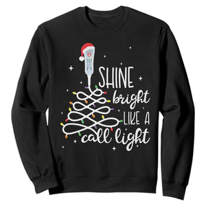 Funny Christmas Nurse Sweatshirt Shine Bright Like A Call Light Led Lights TS11 Black Print Your Wear