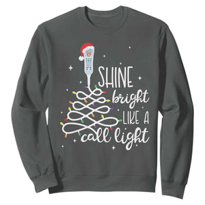Funny Christmas Nurse Sweatshirt Shine Bright Like A Call Light Led Lights TS11 Dark Heather Print Your Wear