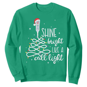 Funny Christmas Nurse Sweatshirt Shine Bright Like A Call Light Led Lights TS11 Irish Green Print Your Wear