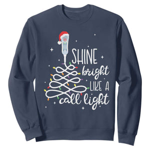 Funny Christmas Nurse Sweatshirt Shine Bright Like A Call Light Led Lights TS11 Navy Print Your Wear