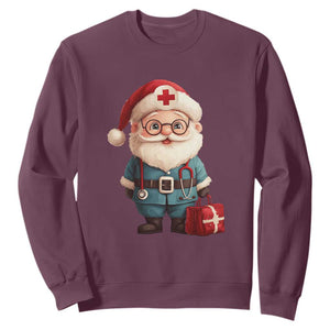 Funny Christmas Santa Doctor Medical Sweatshirt TS11 Maroon Print Your Wear