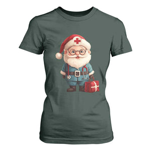 Funny Christmas Santa Doctor Medical T Shirt For Women TS11 Dark Forest Green Print Your Wear
