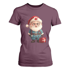 Funny Christmas Santa Doctor Medical T Shirt For Women TS11 Maroon Print Your Wear