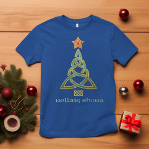 Irish Gaelic Christmas Nollaig Shona T Shirt Celtic Knot Christmas Tree TS11 Royal Blue Print Your Wear