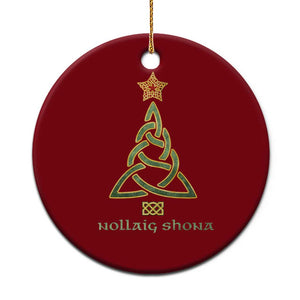 Irish Gaelic Christmas Nollaig Shona Ceramic Ornament Celtic Knot Christmas Tree TS11 1pc Red Print Your Wear