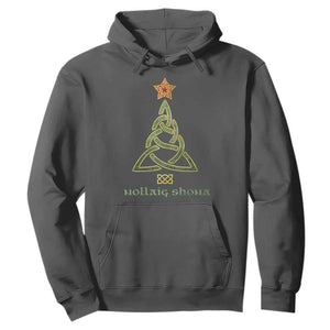 Irish Gaelic Christmas Nollaig Shona Hoodie Celtic Knot Christmas Tree TS11 Dark Heather Print Your Wear