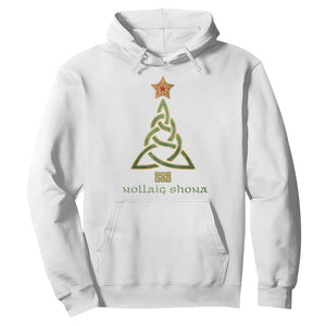Irish Gaelic Christmas Nollaig Shona Hoodie Celtic Knot Christmas Tree TS11 White Print Your Wear
