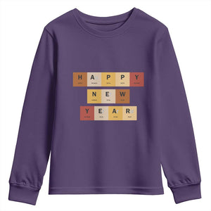 Funny Happy New Year Periodic Table Elements Youth Sweatshirt Chemistry Teacher Student TS11 Purple Print Your Wear
