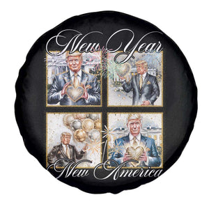 Funny Trump New Year New America 2025 Spare Tire Cover Sparkling Fireworks TS11 Print Your Wear