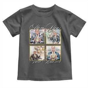 Funny Trump New Year New America 2025 Toddler T Shirt Sparkling Fireworks TS11 Dark Heather Print Your Wear