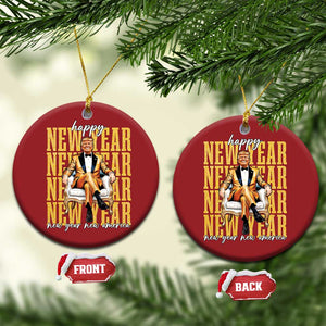 Funny Trump Happy New Year New America 2025 Christmas Ornament TS11 Circle Red Print Your Wear
