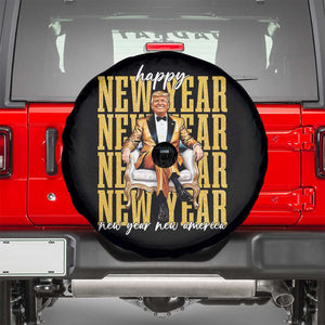 Funny Trump Happy New Year New America 2025 Spare Tire Cover TS11 Black Print Your Wear