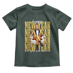 Funny Trump Happy New Year New America 2025 Toddler T Shirt TS11 Dark Forest Green Print Your Wear