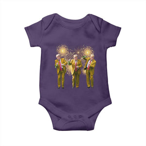 Funny Trump Dance Happy New Year 2025 Baby Onesie Fireworks TS11 Purple Print Your Wear