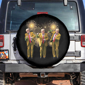 Funny Trump Dance Happy New Year 2025 Spare Tire Cover Fireworks TS11 No hole Black Print Your Wear