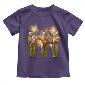 Funny Trump Dance Happy New Year 2025 Toddler T Shirt Fireworks TS11 Purple Print Your Wear
