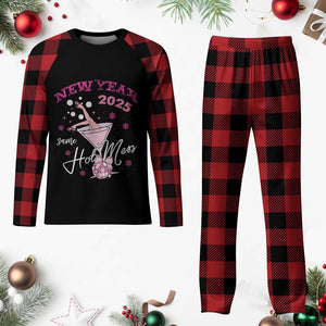 Funny New Year 2025 Same Hot Mess Plaid Pajama Set New Year's Eve Party Coquette Champagne Glass TS11 Buffalo Plaid Print Your Wear