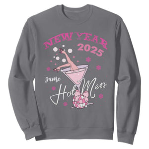 Funny New Year 2025 Same Hot Mess Sweatshirt New Year's Eve Party Coquette Champagne Glass TS11 Charcoal Print Your Wear