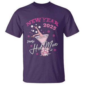 Funny New Year 2025 Same Hot Mess T Shirt New Year's Eve Party Coquette Champagne Glass TS11 Purple Print Your Wear