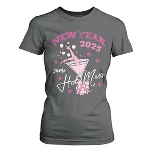 Funny New Year 2025 Same Hot Mess T Shirt For Women New Year's Eve Party Coquette Champagne Glass TS11 Dark Heather Print Your Wear