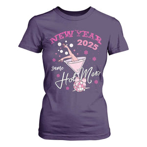 Funny New Year 2025 Same Hot Mess T Shirt For Women New Year's Eve Party Coquette Champagne Glass TS11 Purple Print Your Wear
