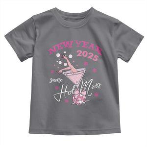 Funny New Year 2025 Same Hot Mess Toddler T Shirt New Year's Eve Party Coquette Champagne Glass TS11 Charcoal Print Your Wear