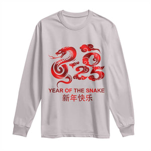Year Of The Snake Lunar Chinese New Year 2025 Long Sleeve Shirt TS11 Ice Gray Print Your Wear