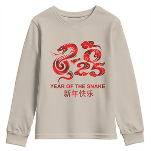 Year Of The Snake Lunar Chinese New Year 2025 Youth Sweatshirt TS11 Sand Print Your Wear