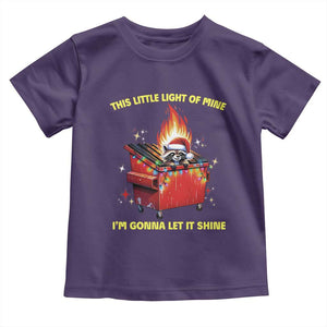 Funny Lil Fire Dumpster Racoon Toddler T Shirt This Little Light Of Mine I'm Gonna Let It Shine TS11 Purple Print Your Wear