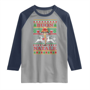 Funny Christmas Movie Raglan Shirt Buon Natale Lamp Italian Christmas TS11 Sport Gray Navy Print Your Wear