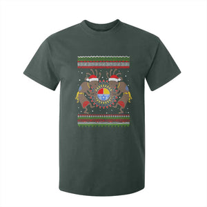 Funny Christmas Native American T Shirt For Kid Santa Kokopeli Medicine Wheel TS11 Dark Forest Green Print Your Wear