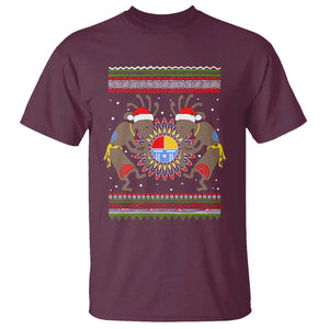Funny Christmas Native American T Shirt Santa Kokopeli Medicine Wheel TS11 Maroon Print Your Wear