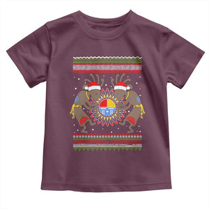Funny Christmas Native American Toddler T Shirt Santa Kokopeli Medicine Wheel TS11 Maroon Print Your Wear