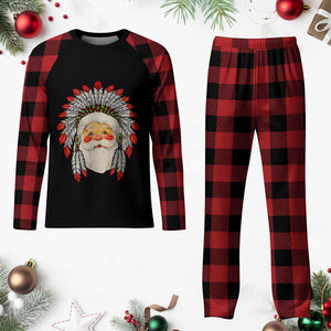 Funny Xmas Native American Indian Santa War Bonnet Plaid Pajama Set TS11 Buffalo Plaid Print Your Wear