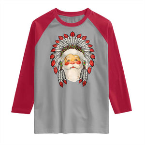 Funny Christmas Native American Indian Santa War Bonnet Raglan Shirt TS11 Sport Gray Red Print Your Wear