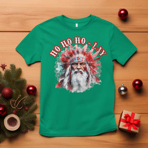Funny Christmas Native American T Shirt Ho Ho Lay War Bonnet Santa Indian Tribes TS11 Irish Green Print Your Wear