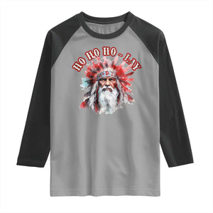 Funny Christmas Native American Raglan Shirt Ho Ho Lay War Bonnet Santa Indian Tribes TS11 Sport Gray Black Print Your Wear