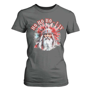 Funny Christmas Native American T Shirt For Women Ho Ho Lay War Bonnet Santa Indian Tribes TS11 Dark Heather Print Your Wear