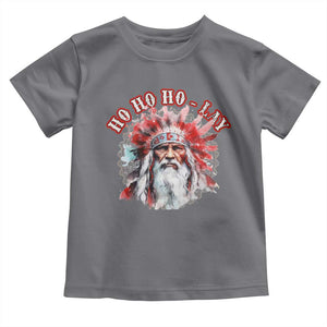 Funny Christmas Native American Toddler T Shirt Ho Ho Lay War Bonnet Santa Indian Tribes TS11 Charcoal Print Your Wear